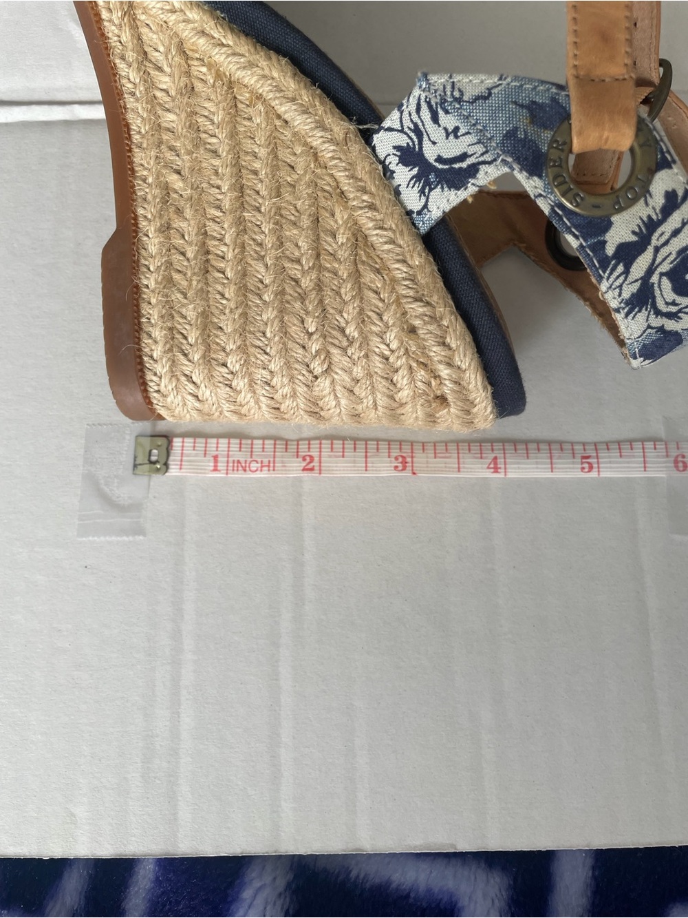 Sperry Blue Floral & Striped Espadrille Wedge Sandals 8.5 - Picture 9 of 9